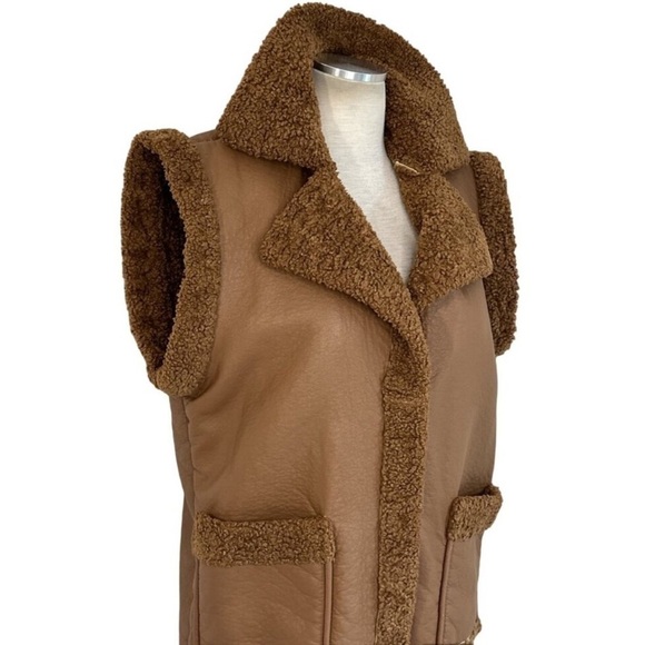 NWT Blank NYC Touch And Go Vest Brown Vegan Leather Size Medium - Picture 8 of 10